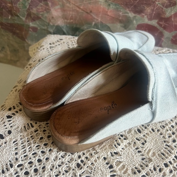 Free People At Ease Blue Denim Slip On Mules size 36 - Picture 6 of 9